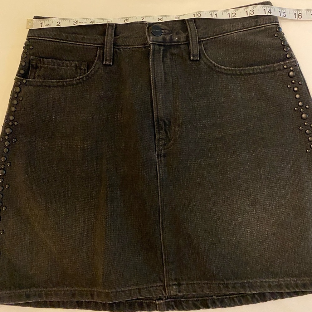 FRAME DENIM Black Dryden Studded Motif Denim Mini Skirt SZ 27 (S) - Picture 7 of 8
